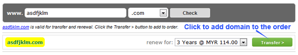 Add the domain to transfer Add the domain to transfer