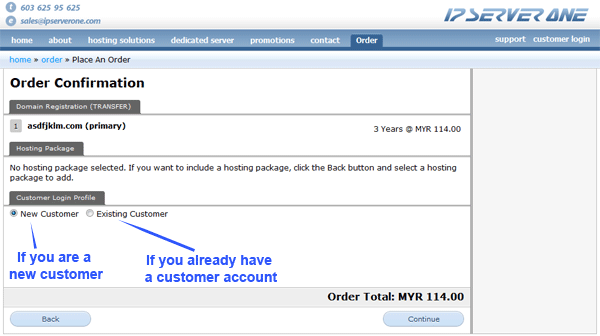 Order Confirmation page Order Confirmation page
