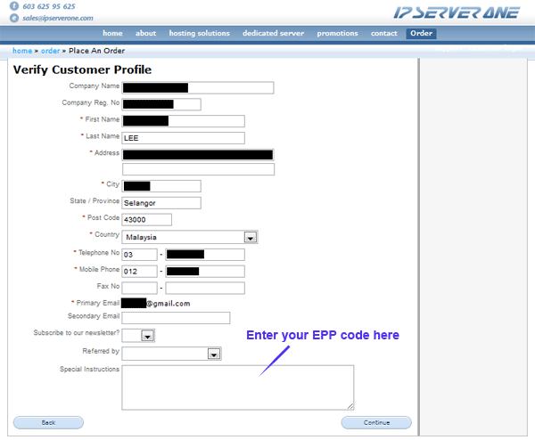 Enter EPP code Enter EPP code