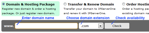 Step 2: Enter domain name and click the Check button Step 2: Enter domain name and click the Check button