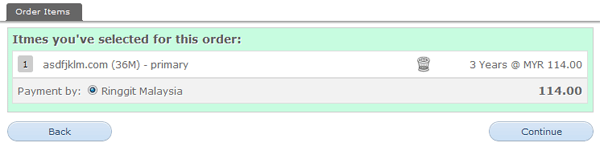 Step 4: Domain added to order Step 4: Domain added to order