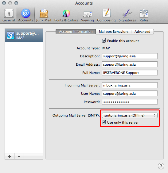 mac mail offline smtp server