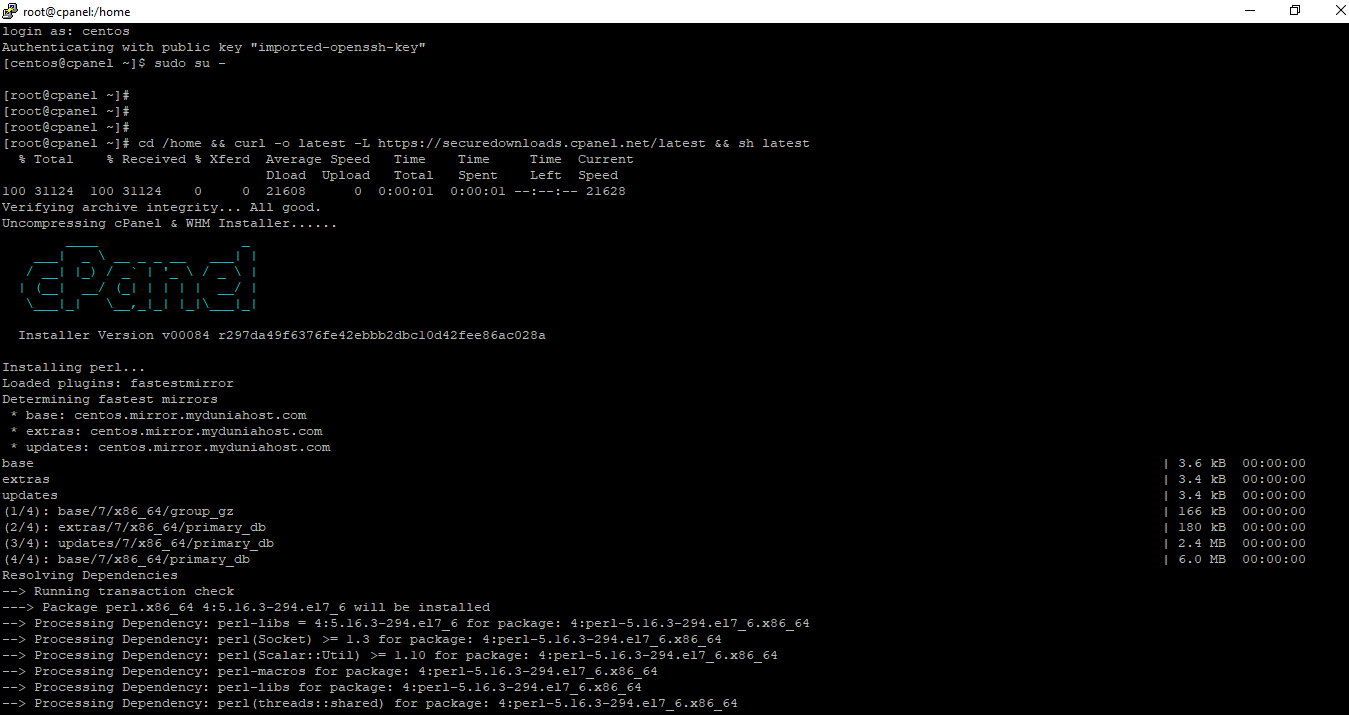 cpanel install cpanel install