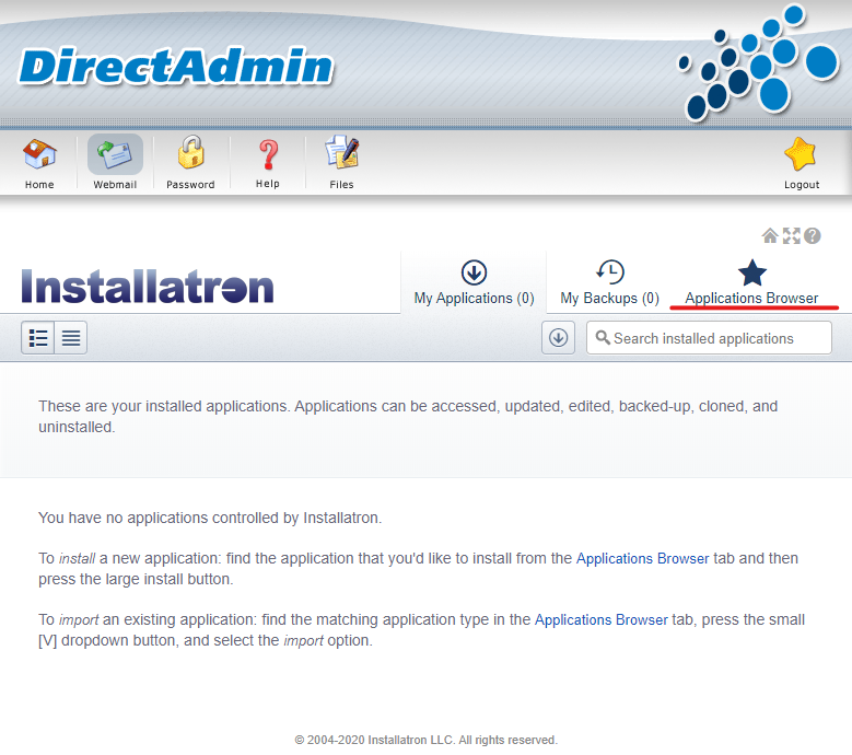 How to install Drupal using Installatron in DirectAdmin