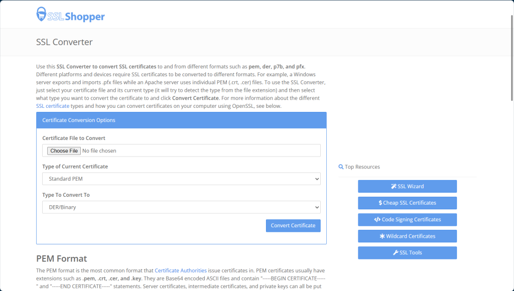 How to convert SSL certificate from .pem format to PKCS12 (.pfx) format IPSERVERONE