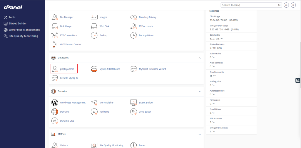 cPanel Password Reset Confirmation