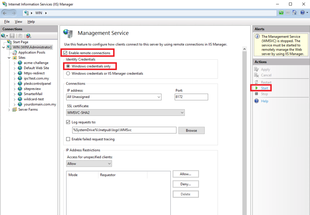 How to connect to a site in Information Services (IIS) as a normal user ...
